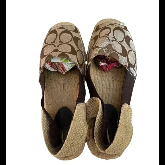 Coach Rayanne Sling Flat Slip-On Elastic Loafer Espadrille Brown/Tan Size 6B - Picture 5 of 9